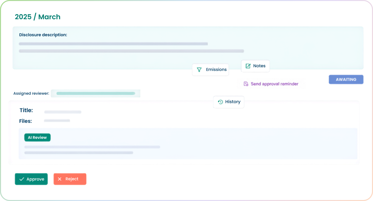Squarely review and approval screen with AI-supported validation