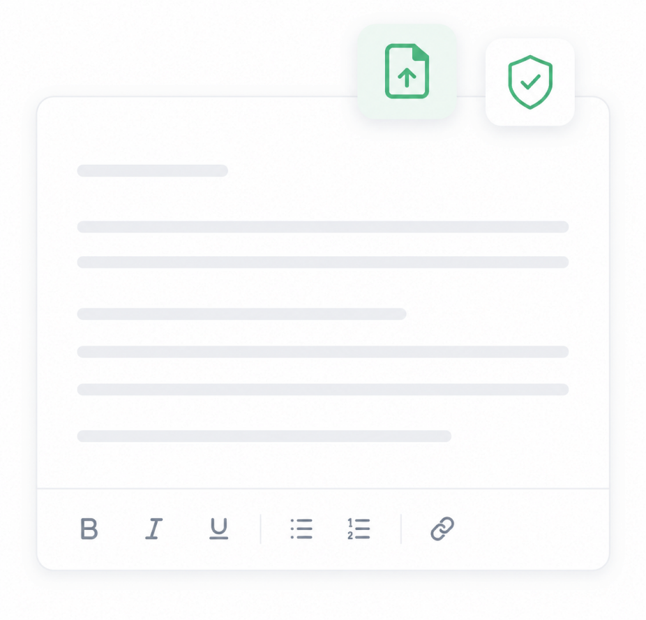 Squarely document upload editor with evidence attached to a disclosure